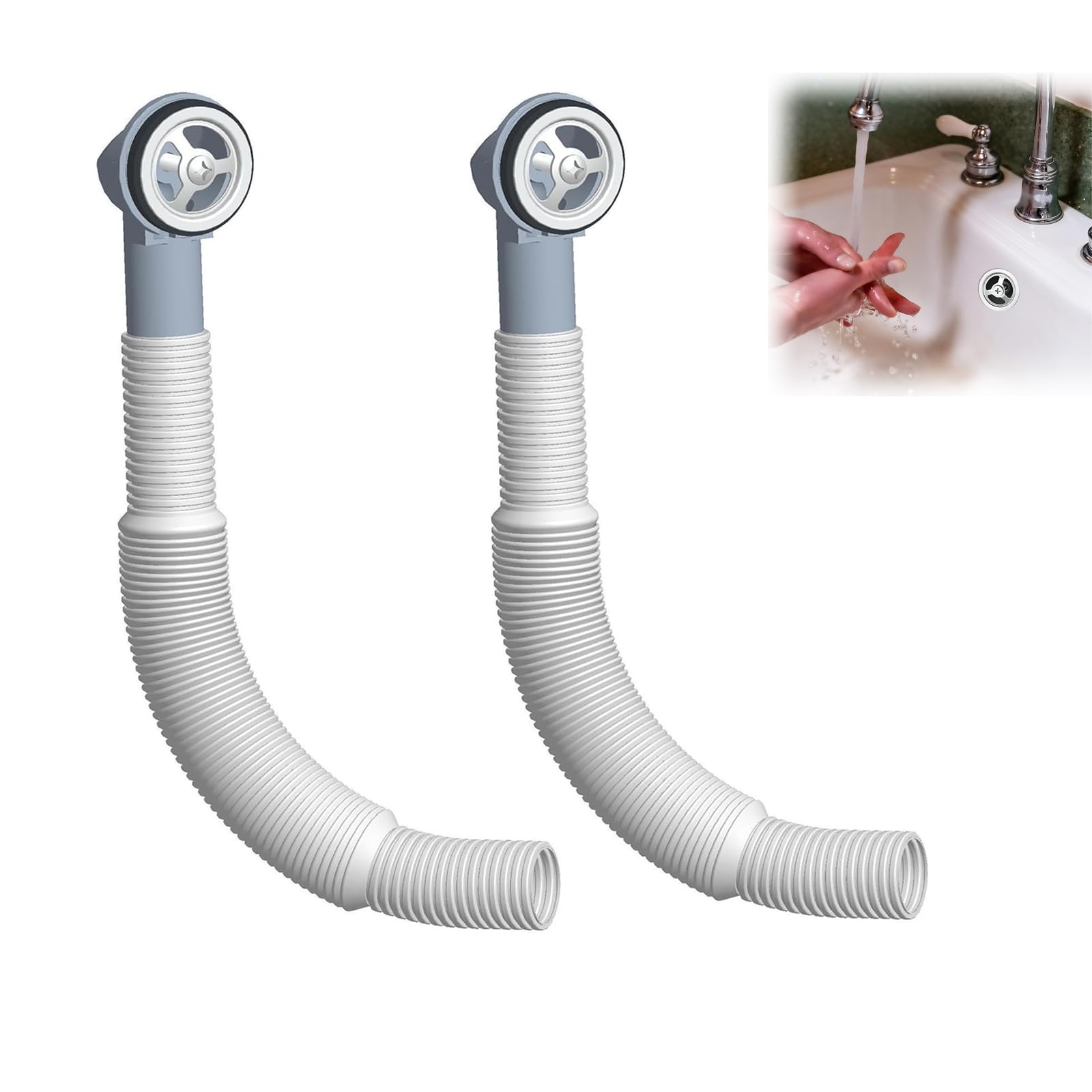 Yeeliv 2-Pc Overflow Pipes, Kitchen Sink Waste Kit, Wash Basin Overflow Head Sink Overflow Head Overflow Pipe,Dia 26Mm (Inner Dia: 21Mm) 114Mm Kitchen Sink Strainer,Sink Drain Pipe (2-Pc)