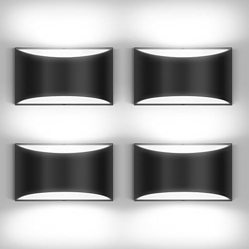 Aiilsmp Paquete de 4 apliques de pared LED modernos negros para interiores, luces de pared interiores cableadas arriba y abajo, para dormitorio,