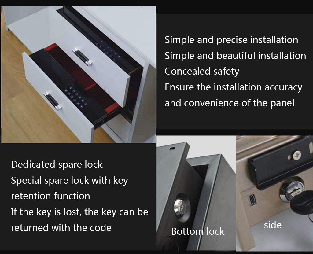 Armoire de sécurité intégrée avec serrure à empreinte digitale et tiroir, coffre-fort coulissant de sécurité, serrure électronique for armoire, identification biométrique(A)