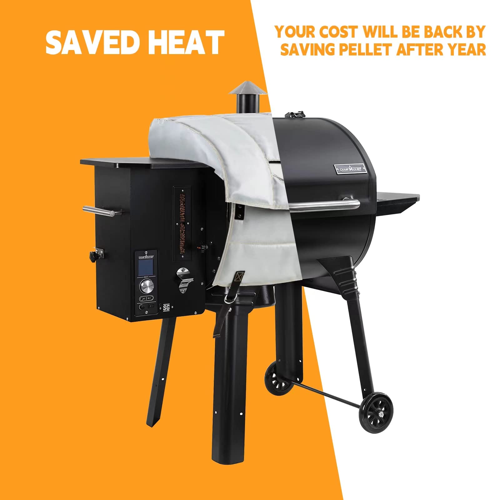 Grill Insulation Blanket for Traeger Pro 575, Traeger Pro 22, Pro 20 Series,Lil' Tex Elite, Pellet Smoker Grill Blanket Compatible with BAC344 BAC626 for Winter Cooking BBQ Smoker Blanket