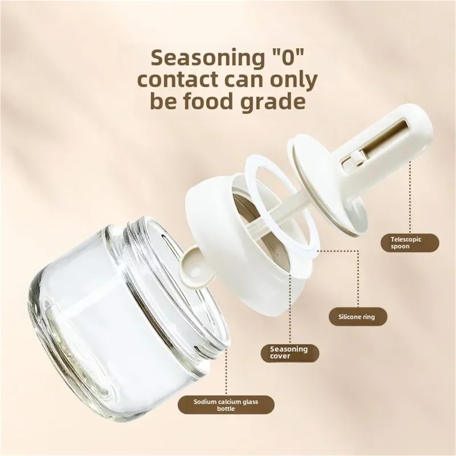 Pot à épices extensible, couvercle de cuillère cuisine, pot d'assaisonnement en verre intégré, boîte sel MSG, ensemble joints Pour Spice(2pc)