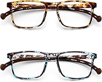 Vista 12 de DOOViC 2 Pack Reading Glasses for Women Men TR90 Flexible Lightweight Blue Light Blocking Computer Readers