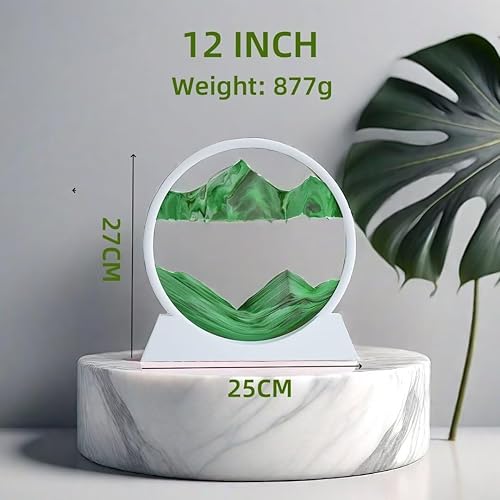 Miniatura 74 de BGFJYUK Imagen artística de arena móvil en movimiento, vidrio templado redondo 3D paisajes de arena de mar profundo con pantalla que fluye marco