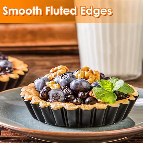 Miniatura 10 de Cyimi 16 piezas de mini moldes para tartas, sartén para quiche de 4 pulgadas, antiadherente, extraíble, mini moldes para tartas, quiche, pasteles de