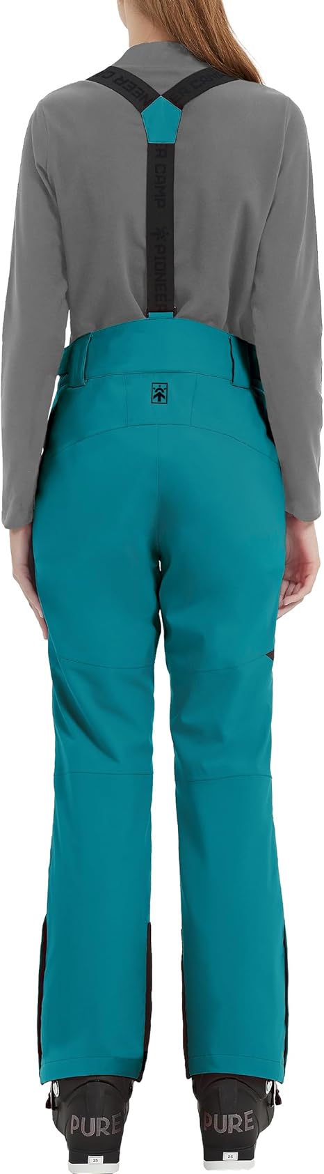 Pioneer Camp Skibroek voor dames, waterdicht, met bandjes, sneeuwvanger, tuinbroek, wandelbroek, snowboardbroek, warm, voor de winter, Blauw meer., L