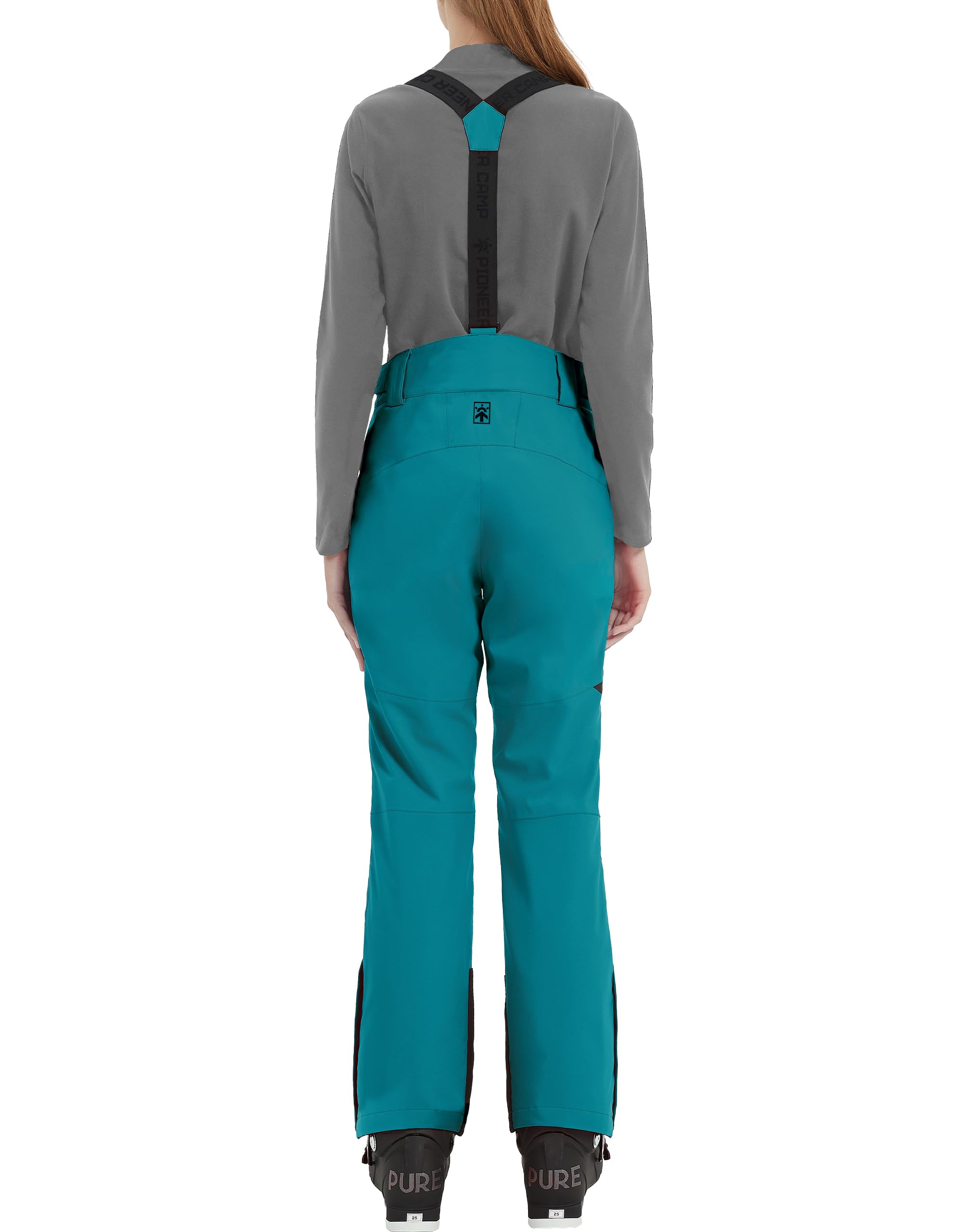 Pioneer Camp Pantaloni da Sci da Donna Cuciture Nastrate Impermeabili Ghette da Neve Integrate Ginocchio Articolato Bretelle Staccabili Regolabili Pantaloni Softshell Invernali da Esterno