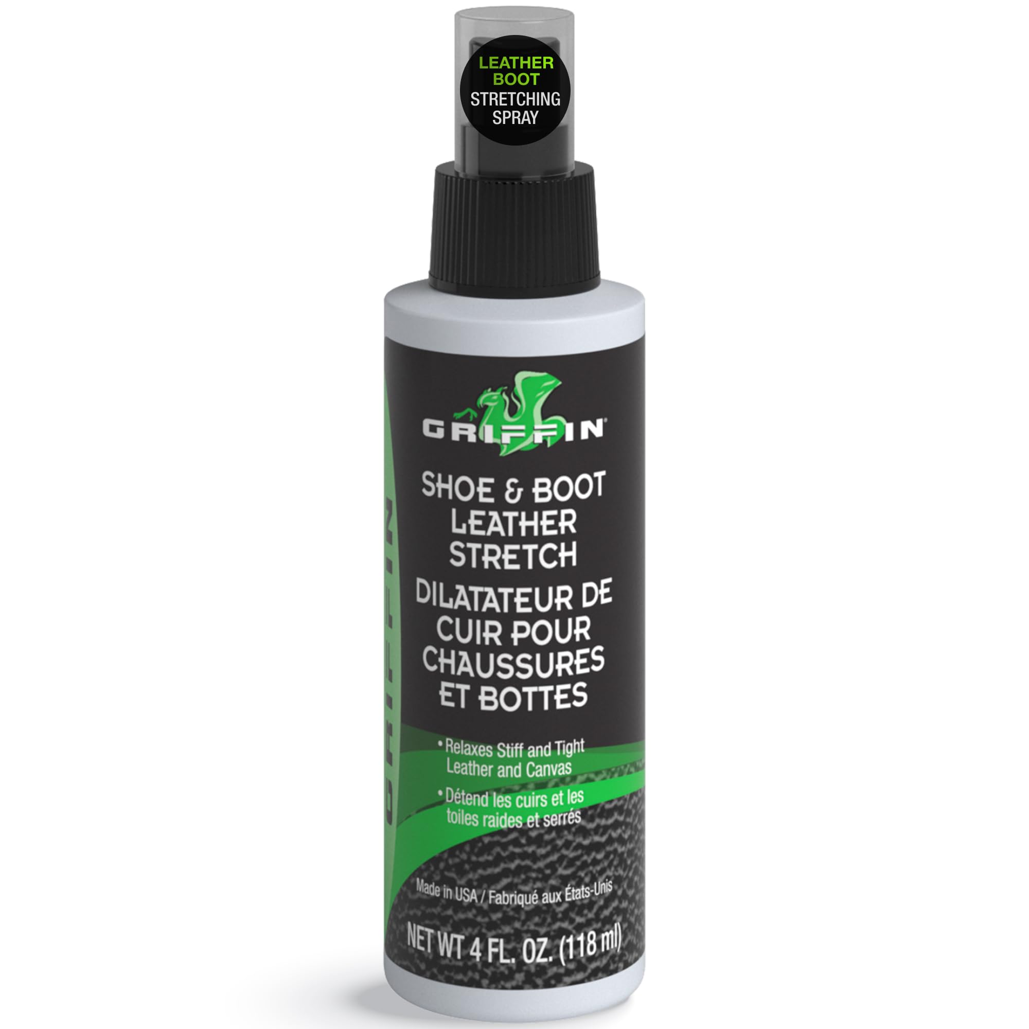 Griffin Shoe Stretch Spray & Leather Softener – 4 Oz – Boot Stretcher Spray for Cowboy Boots, Sneakers & Dress Shoes – Instantly Relieve Tight Fit – Comfortable Fit for Workwear & Casual Styles