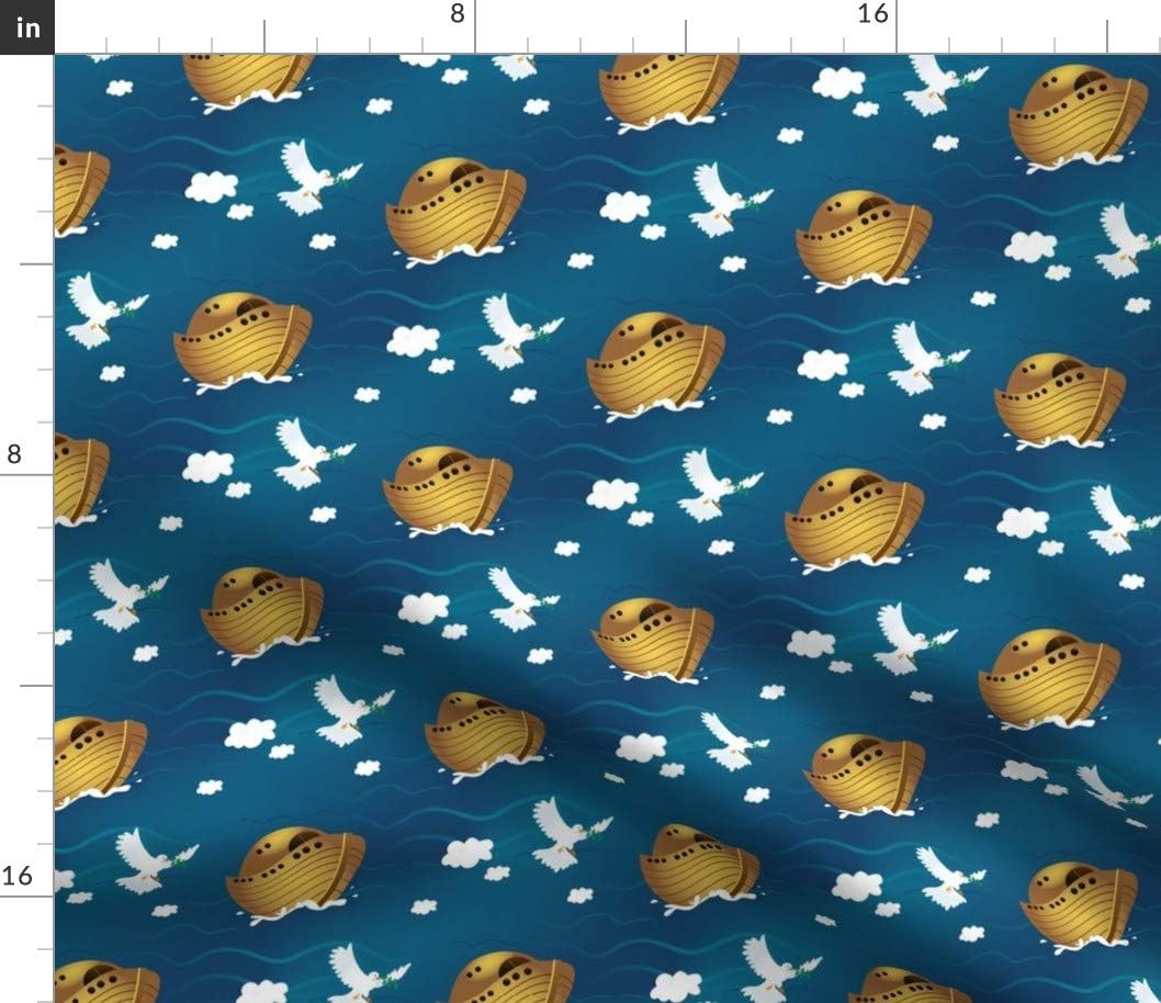 Spoonflower Fabric - Noahs Ark Animals Ship Printed on Petal Signature Cotton Fabric by The Yard - Sewing Quilting Apparel Crafts Decor