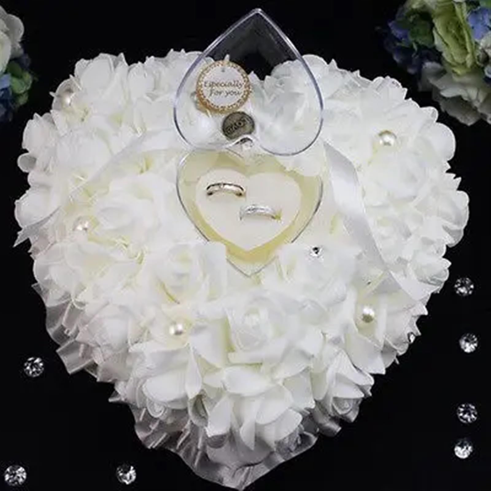 Cuscino per FEDI Nuziali Cuscino for FEDI Nuziali Romantico Cuscino in Raso Cuscino for FEDI a Forma di Cuore for Fidanzamento proposta di Matrimonio Decorazione