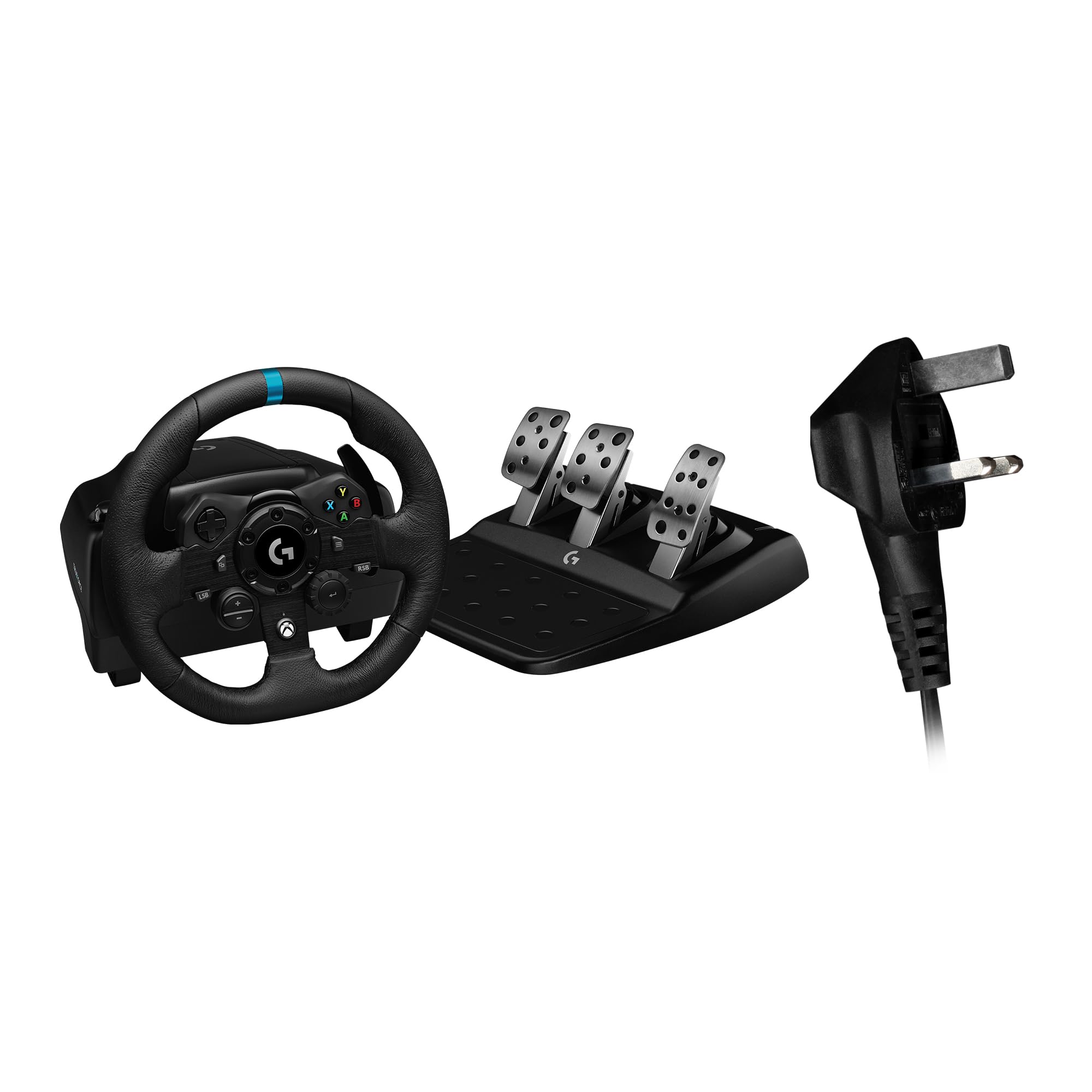 Logitech G G923 Volante da Corsa e Pedali per Xbox Series X|S, Xbox One e PC, UK Inglese Spina di Alimentazione (Tipo G) - Nero