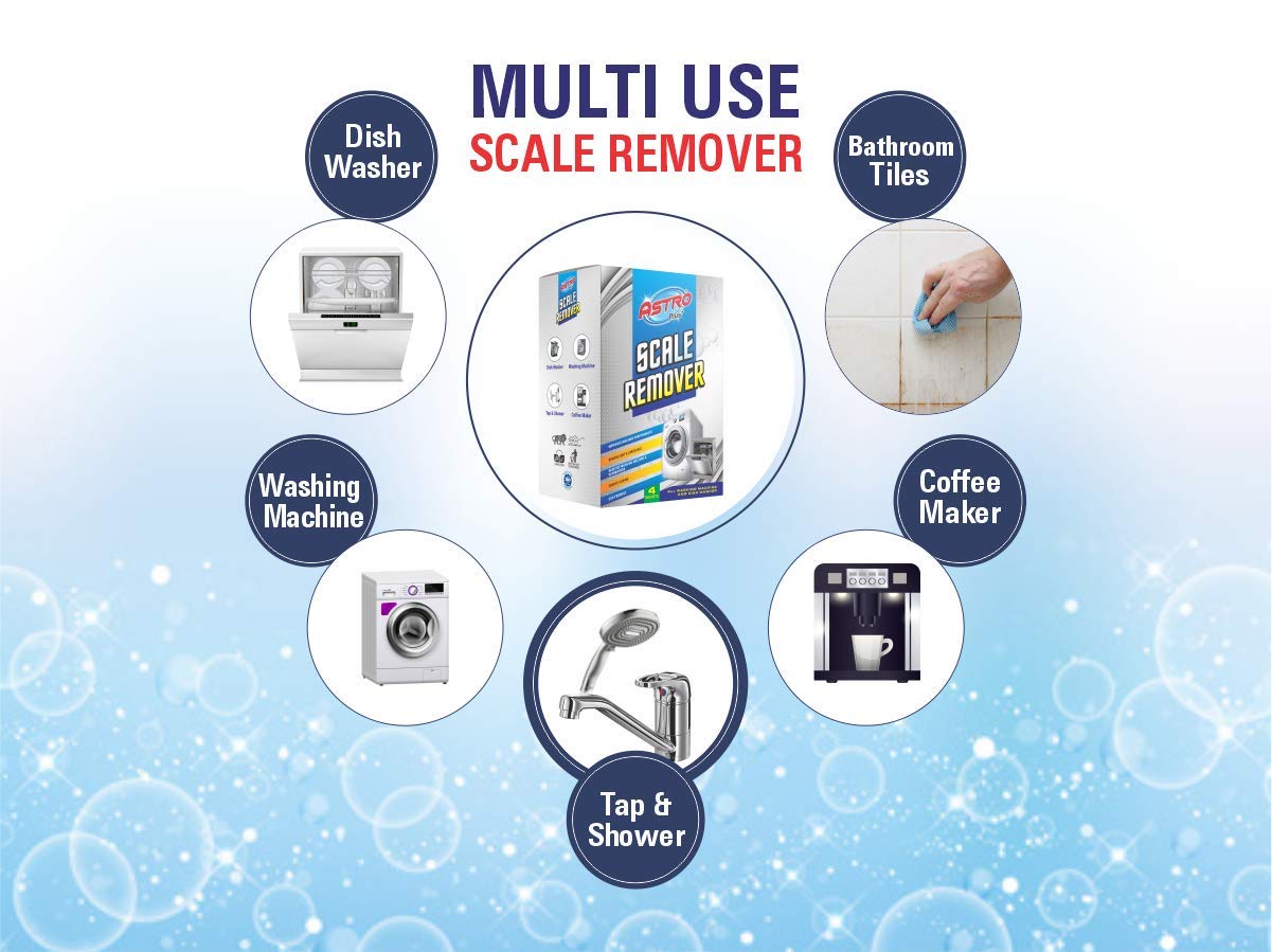 Astro Plus Scale Remover, Remover New Washing Machine Tub Cleaning Powder, Suitable For All Branded Top & Front Load Descaling (200 Grams) Mini Pack 3