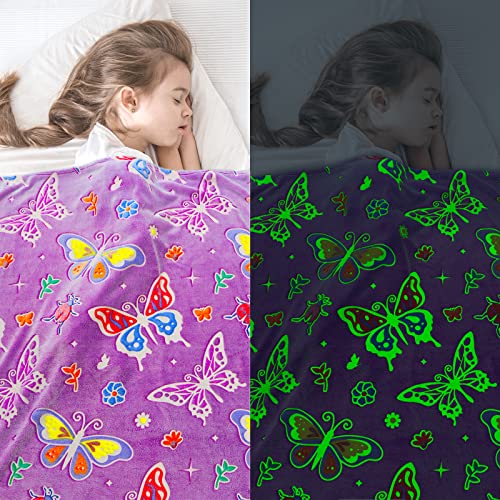 Glow in The Dark Blanket Butterfly Gifts Toys for Girls Women Butterfly Blankets for Birthday Gifts for Kids3
