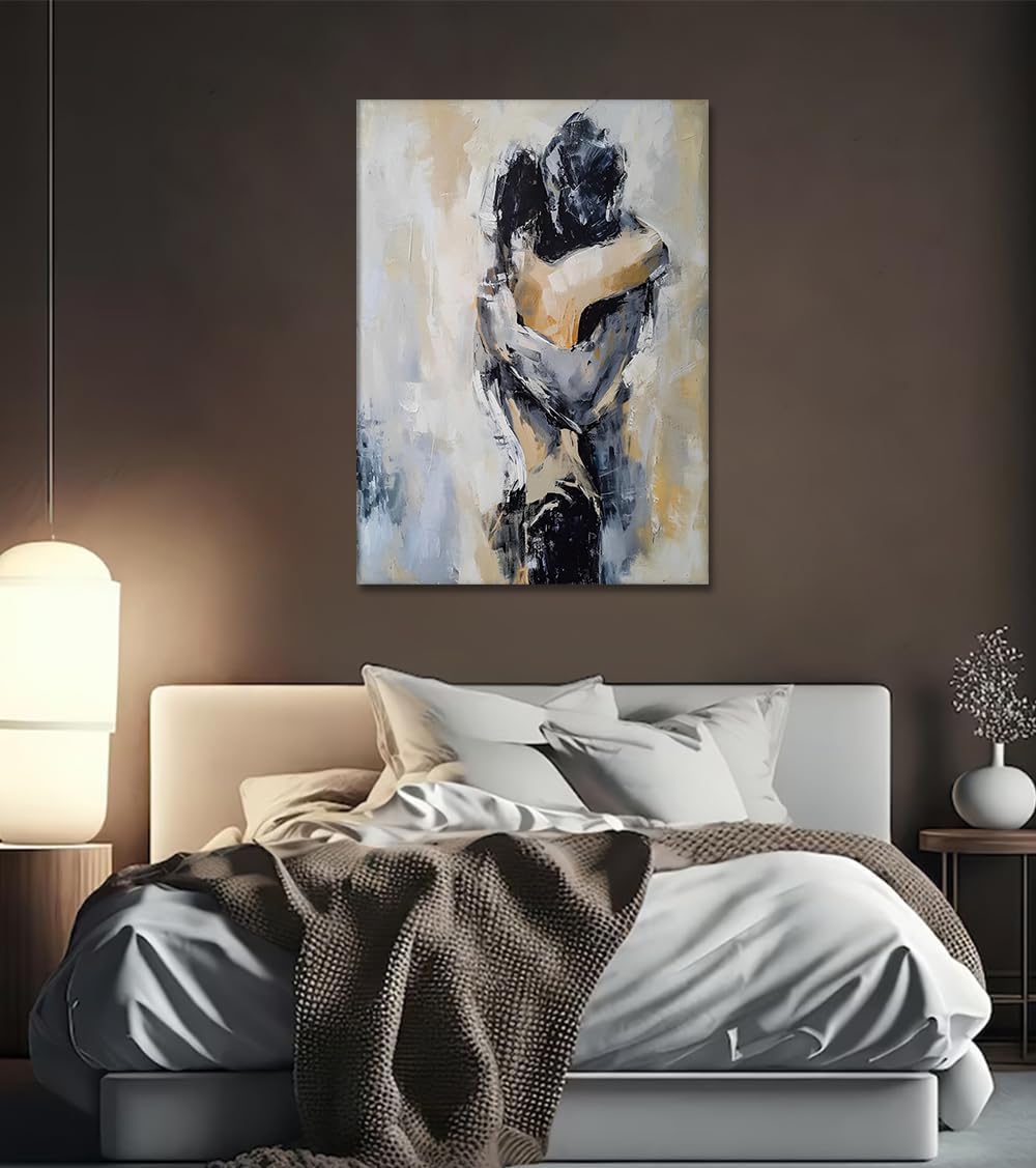 Novatique Sexy Canvas Wall Art Sexy Couples Wall Decor Abstract Woman and Man Body Print Black and White Bathroom Decor Sexy Art Nude Poster for Bathroom Bedroom, 24 x 36inch