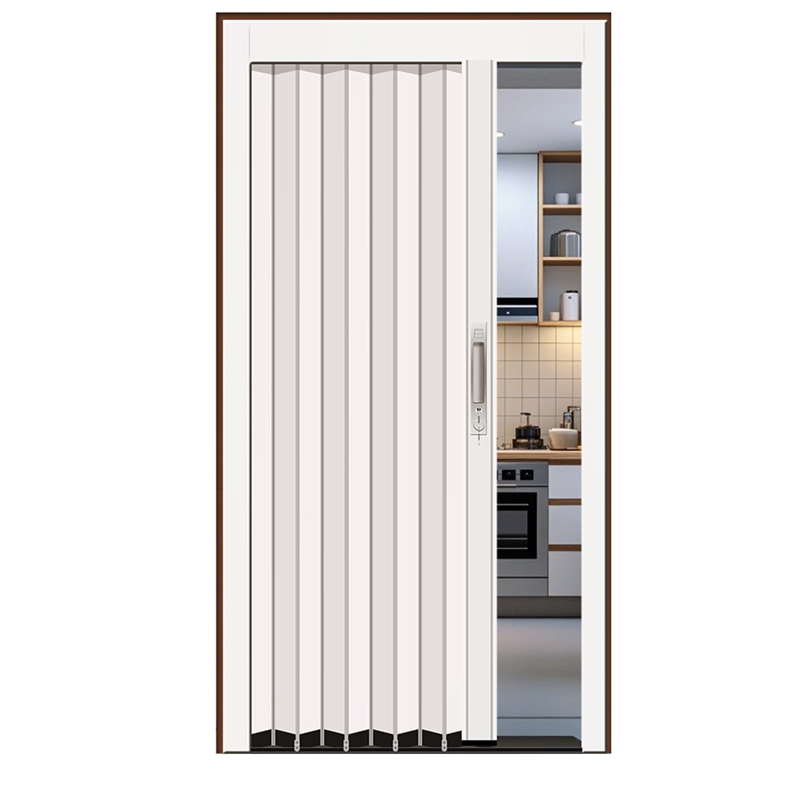 Falttür aus Aluminium, 68 76 120 156 170 cm breit, robuste Schiebetür/anpassbare Falttür mit Schiene, Flure, Duschen, Schlafzimmer, Raumteiler, Falttüren (weiß, 86 x 213,4 cm)
