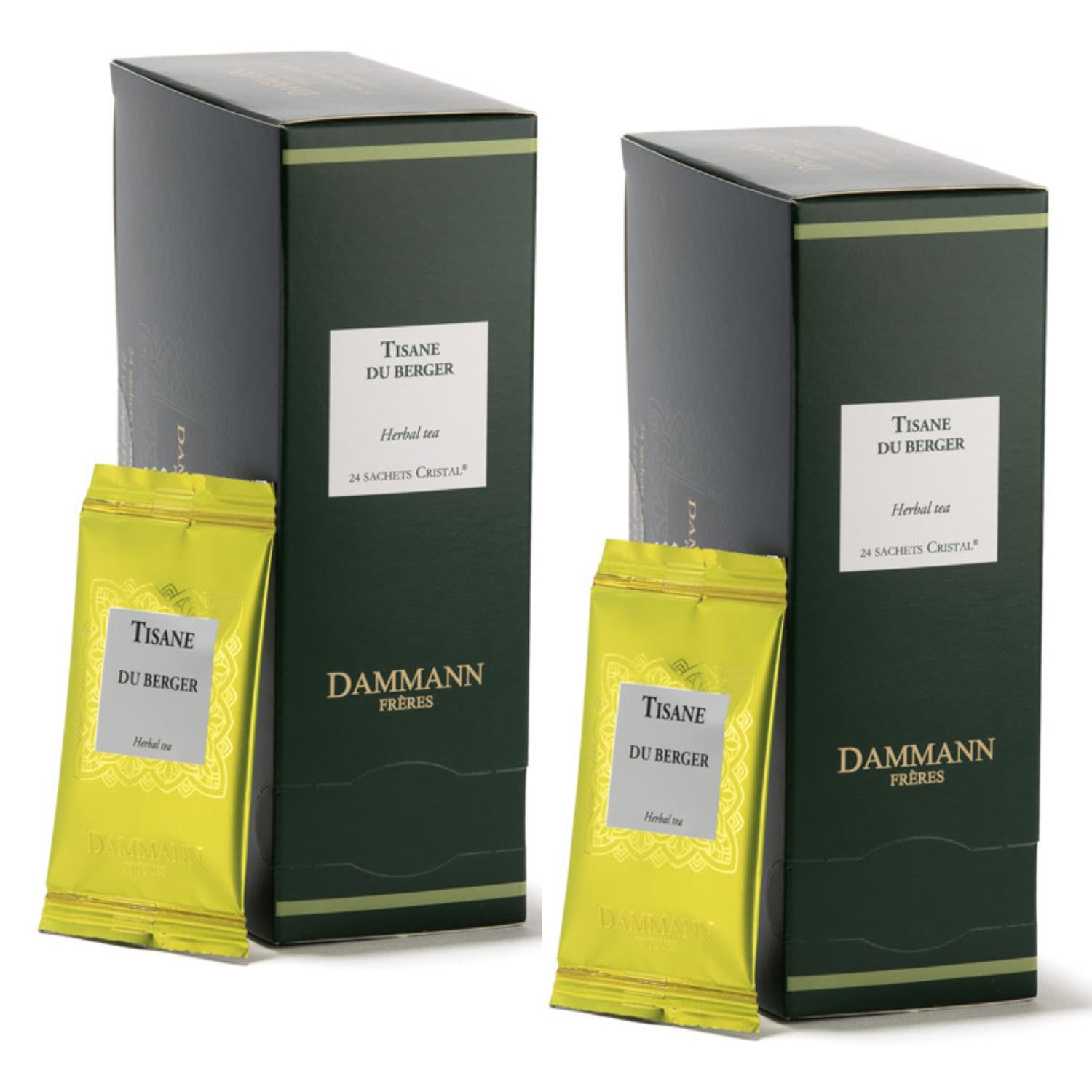 Dammann Frères® | Té de hierbas pastor tilo verbena menta - 2 x 24 filtros | Infusión digestiva de limoncillo, flores naranjas y verbena
