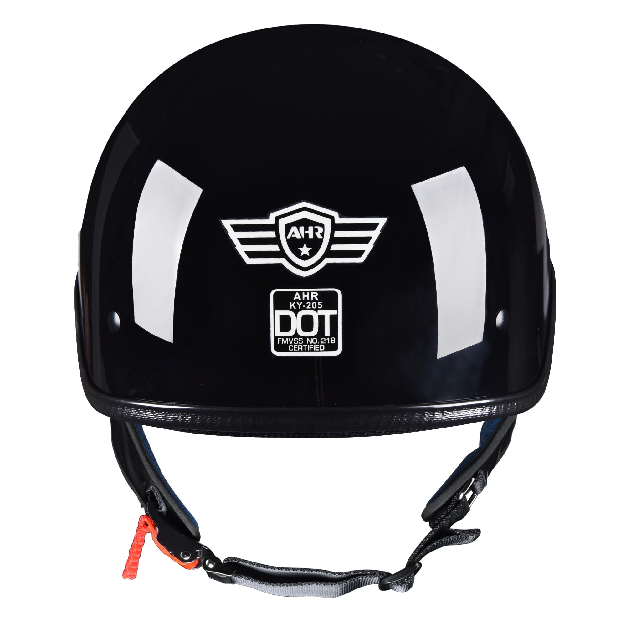 AHR Run-C Half Face Helmet DOT Approved Bike Cruiser Chopper High Gloss Black L