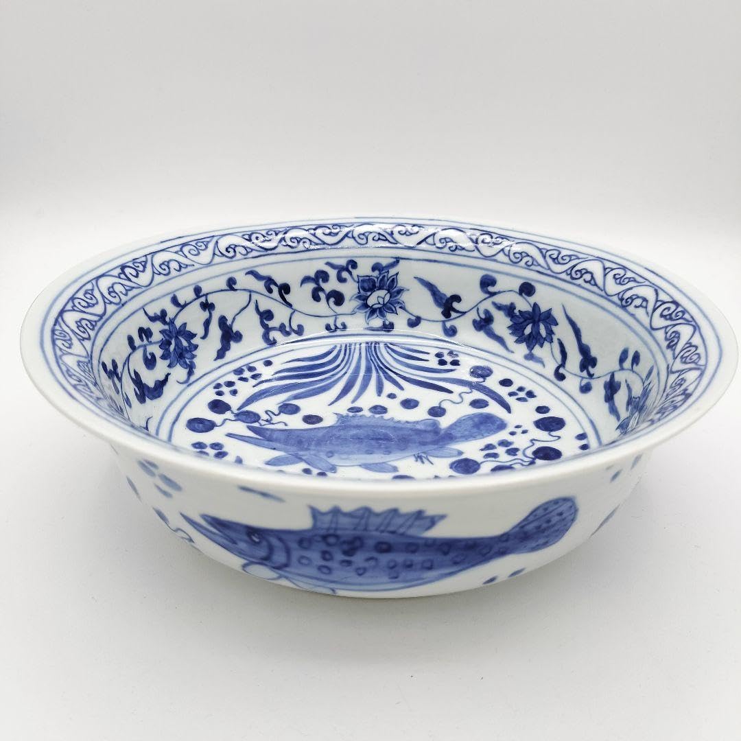 682 呉須鉢皿 魚藻紋景徳鎮 森岡嘉祥 茶道具 茶道 菓子鉢 菓子器