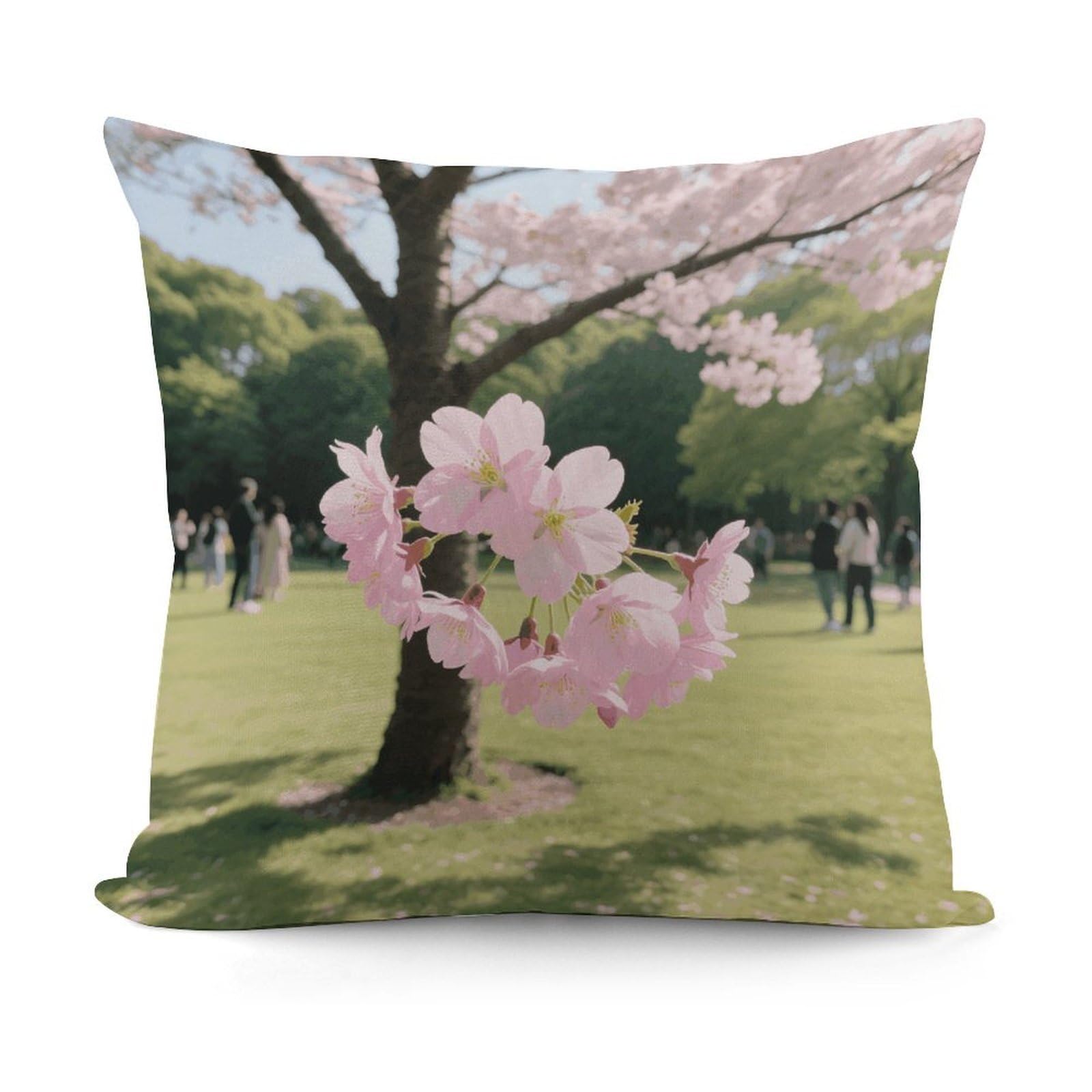 VstaDank Cherry Blossom Pillow Cover with Invisible Zipper Square Throw Pillowcase Plush Couch Sofa Pillow Case 18x18 Inch Decorative Throw Cushion Covers for Sofa Living Pillowcover