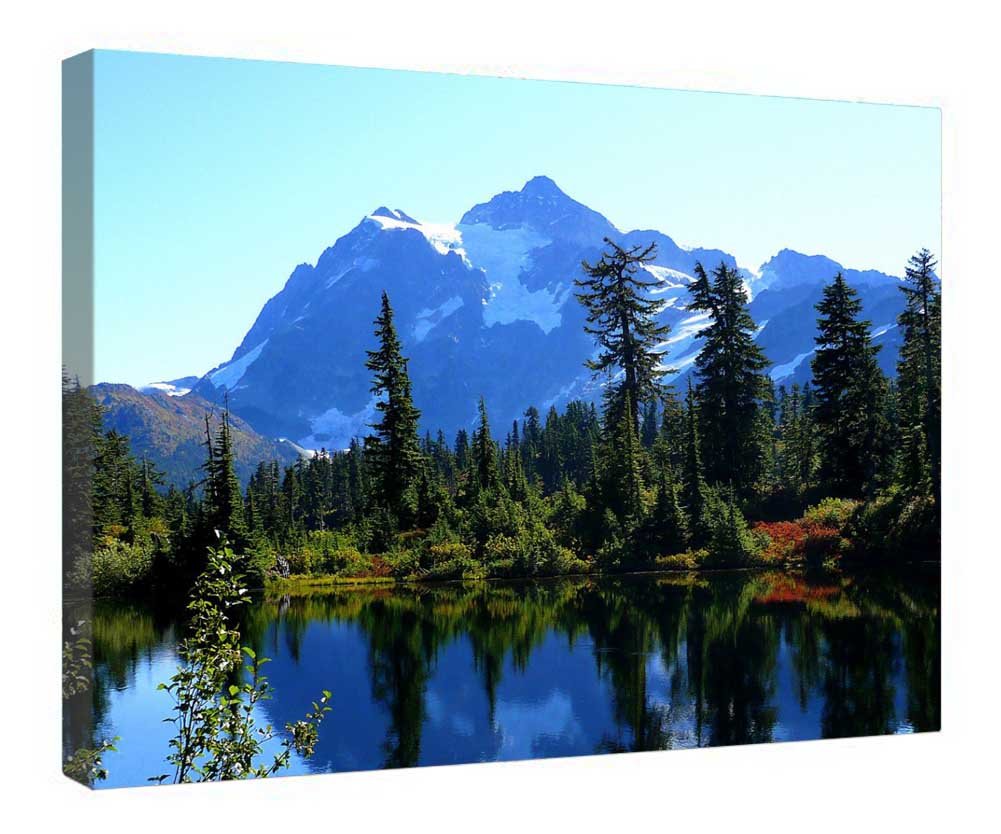 Impression sur toile Shuksan Mountain Lake avec cadre bois 40x50 cm - 4