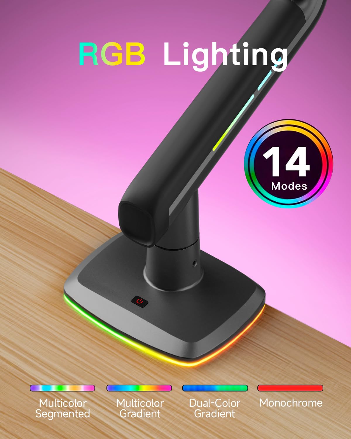 NB Ergonomic RGB Braccio Monitor per da 32 a 60 Pollici Schermo Piatti Ultrawide Curvi, Supporto per Monitor Resistente Carico fino a 20 kg VESA 75&100 mm (Giallo)