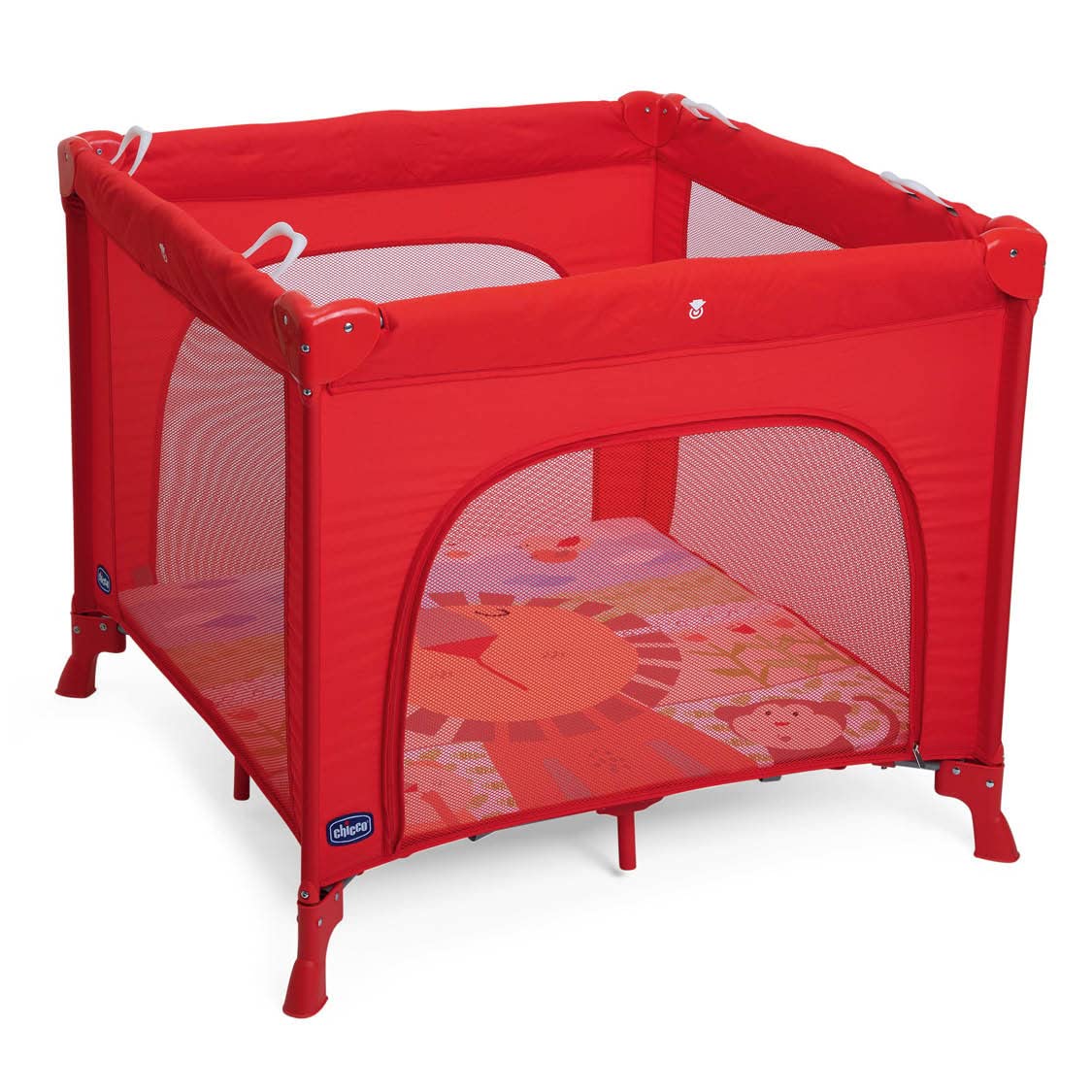 Chicco Open Box Parque Bebé de 0 Meses a 15 Kg – Parque Plegable y Compacto, Parque de Juegos con Alfombra Extraíble, Ventanas de Malla, 4 Asas y Bolsa de Transporte, Color Rojo (Lion) en oferta en Amazon