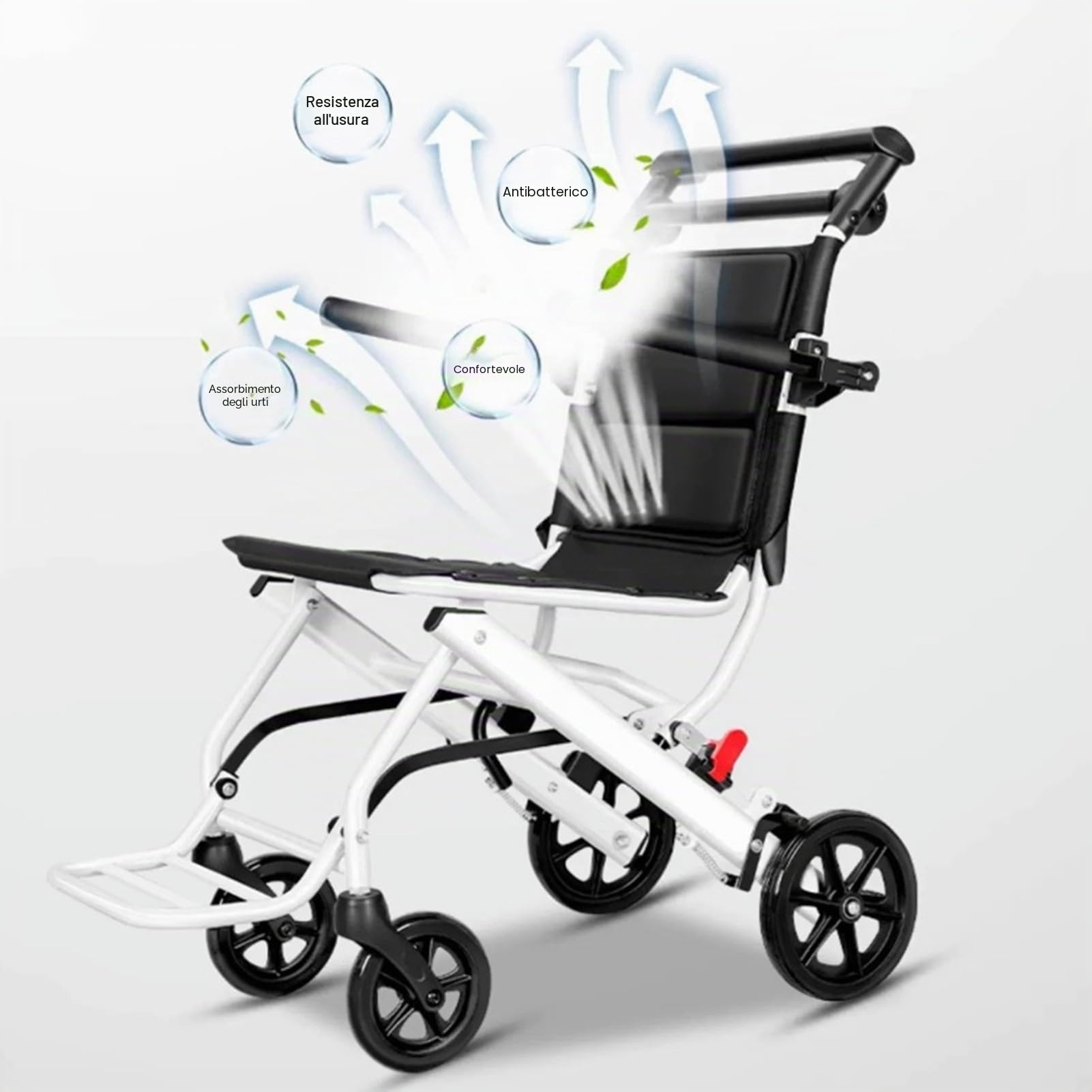 Sedia a rotelle pieghevole da viaggio, sedia a rotelle leggera, super leggera, pieghevole, per viaggi di transito, aiuto per la mobilità, sedia da viaggio con poggiapiedi, sedie a rotelle pieghevoli
