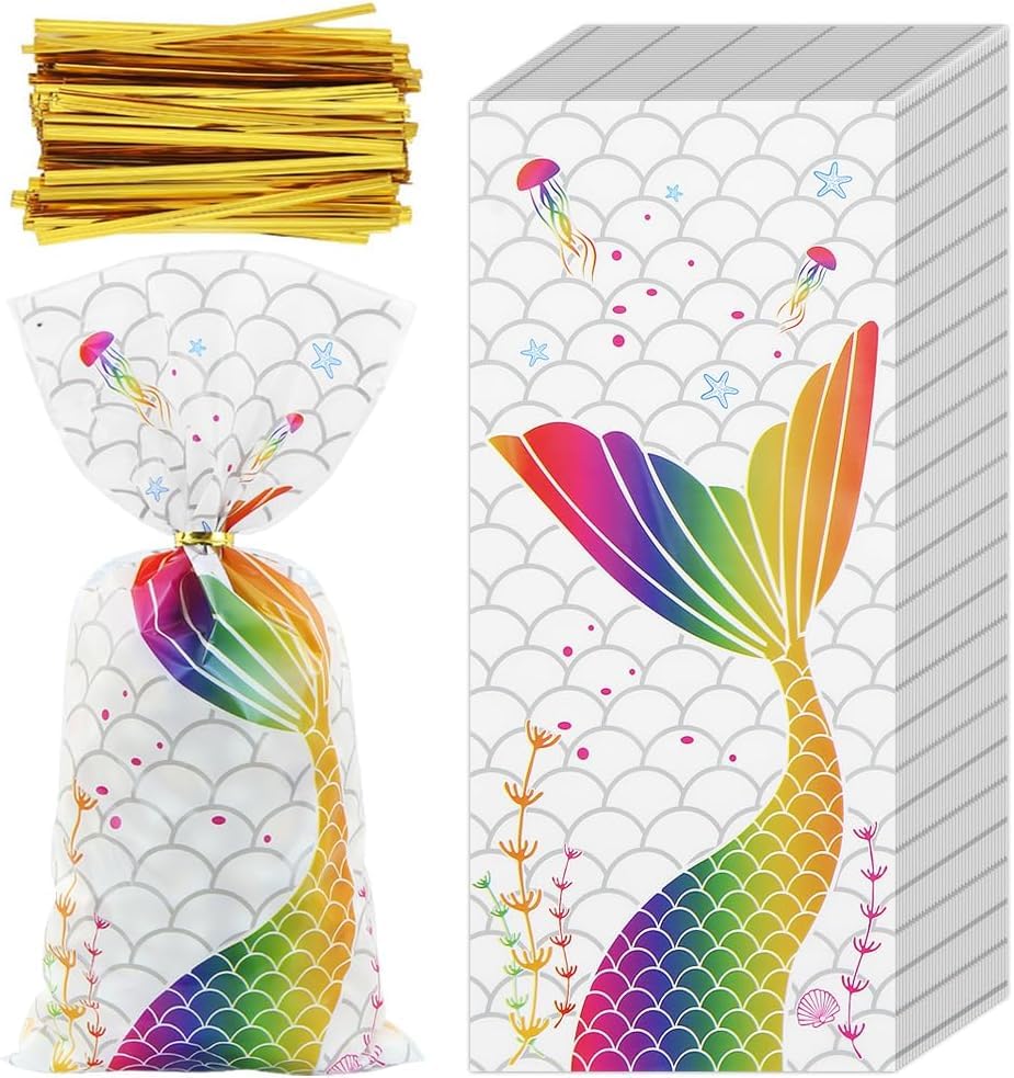 Sacchetti Regalo A Tema Sirena - 50 Pezzi Per Feste, Compleanni E Bomboniere