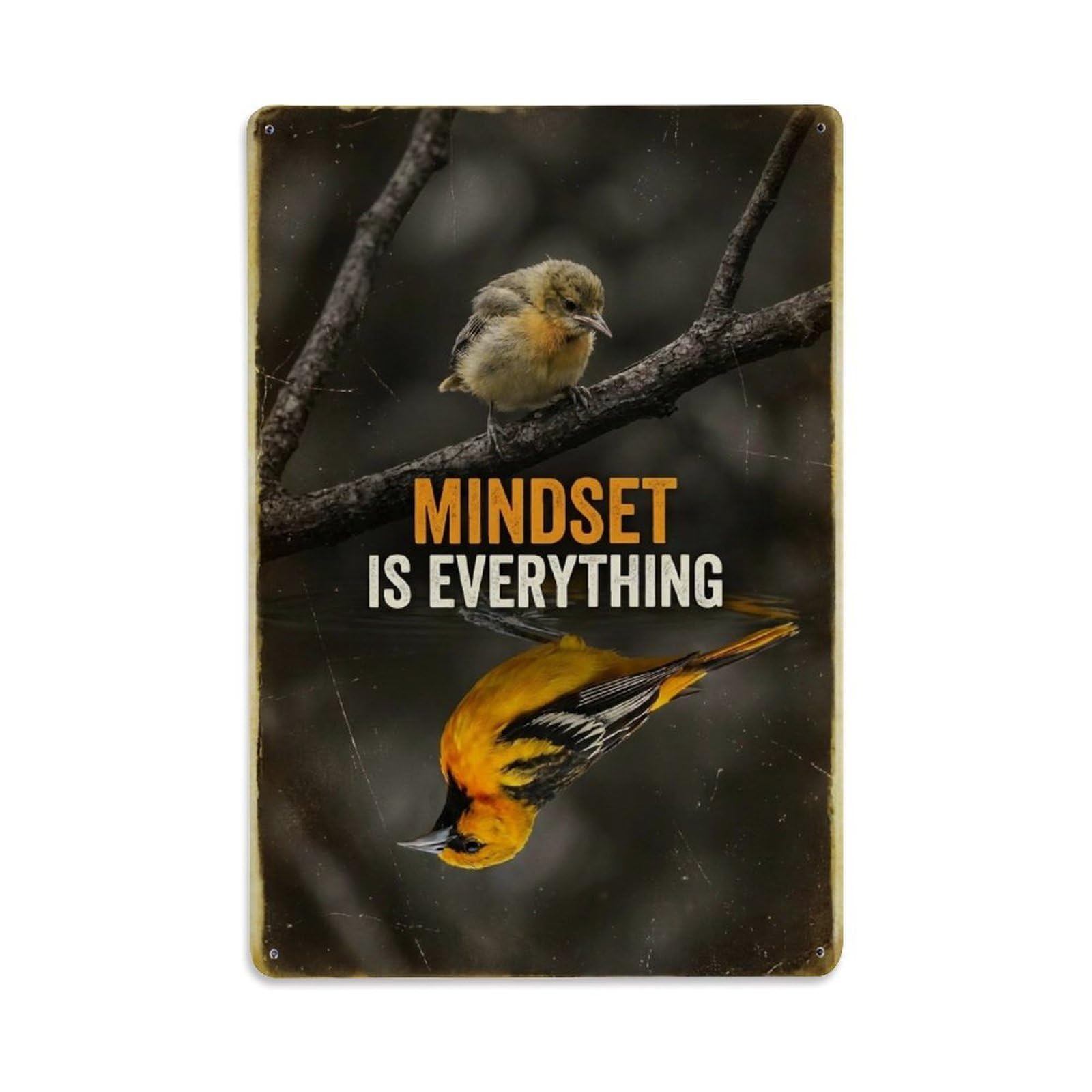 Mindset Is Everything Oriole Animal Motivation Quote Metal Tin Sign