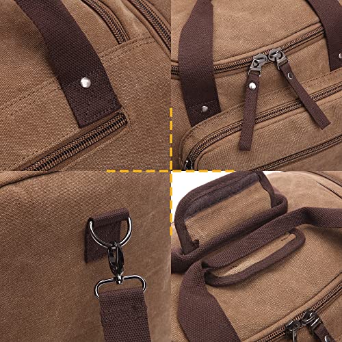 Canvas Travel Duffel Bag For Men Women, [Buy 1 Get 3] Weekender Overnight Canvas Leather Bag, Carry On Large Capacity Bag With Toiletry Bag Dirty Clothes Bags For Traveling Gym Sports Gift (C-Grey) #TOP4