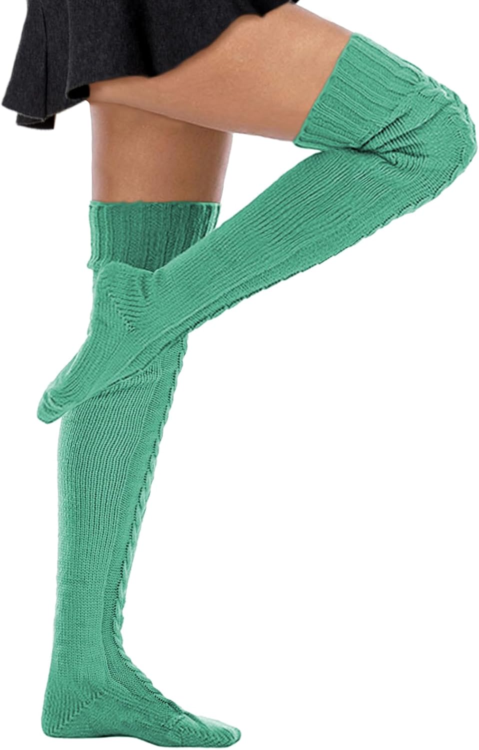 Buauty Women's Cable Knitted Boot Socks Extra Long Thigh High Winter Stockings Over Knee Leg Warmers - Image 2