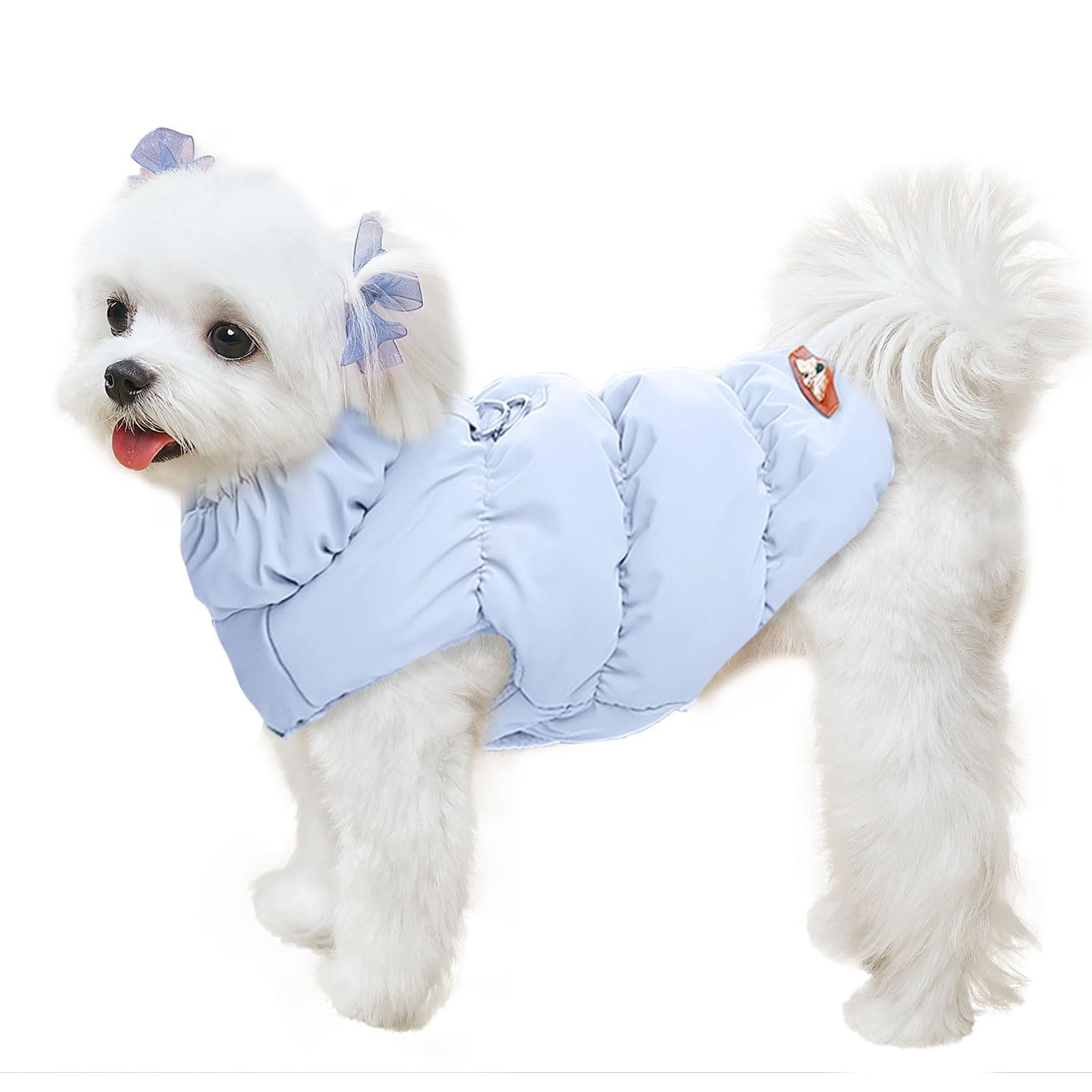 ABRRLO Winter Warm Dog Jacket for Small Medium Dogs Cats Cold Weather Coats with Harness Paded Dogs Fleece Vest Waterproof Windproof Dog Snow Jacket