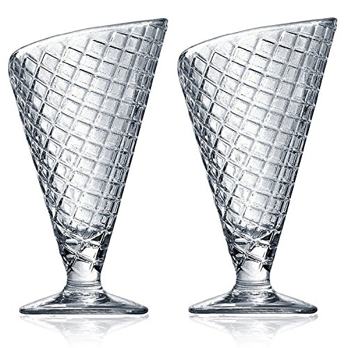 Bormioli Rocco Gelato Ice Glassware Cuenco de Postre de Helado de Frutas Crema Gafas en Forma de Cono, 2 Unidades
