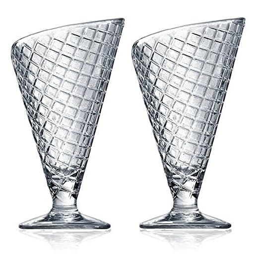 Bormioli Rocco Gelato Ice Glassware Cuenco de Postre de Helado de Frutas Crema Gafas en Forma de Cono, 2 Unidades