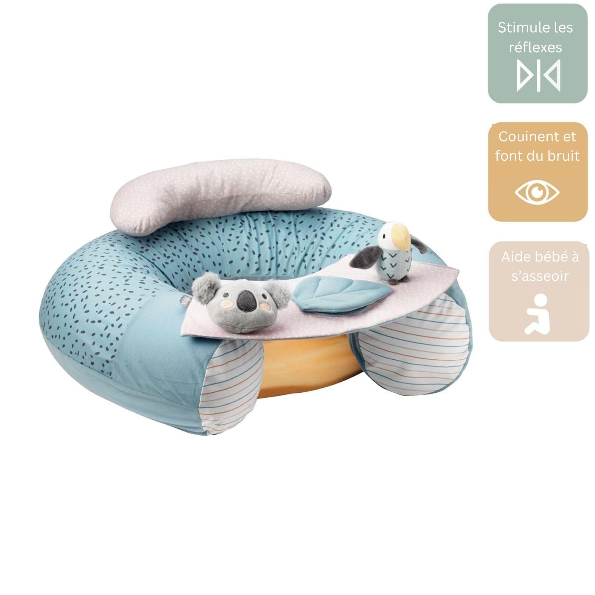 Nuby Sit-Me-Up – Siège pour bébé Animal Adventures | Siège de sol interactif et gonflable | Plateau amovible | Lavable en machine | 6+ mois