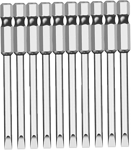 NACX SL3 Brocas de destornillador ranuradas, vástago hexagonal de 14 de pulgada de longitud S2, herramienta eléctrica S2, magnética, cabeza plana,