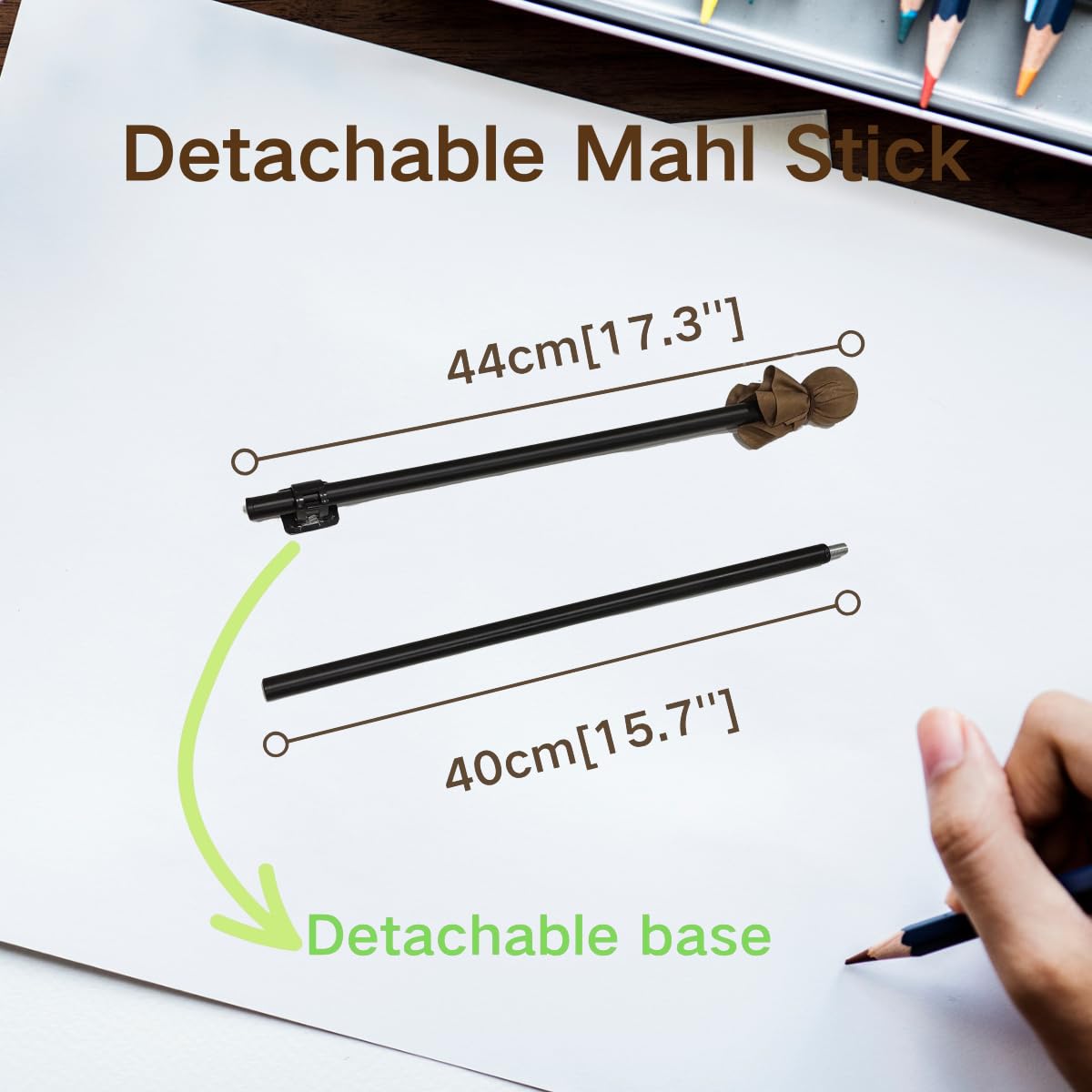 Detachable Mahl Stick (33?) with Clamp Base Stand for Steadying Painter Hand Adjustable Length, Hands-Free Artist Hand Rest for Painting, Anti-Smudge Support, Oil, Acrylic & Watercolor Painting Tool