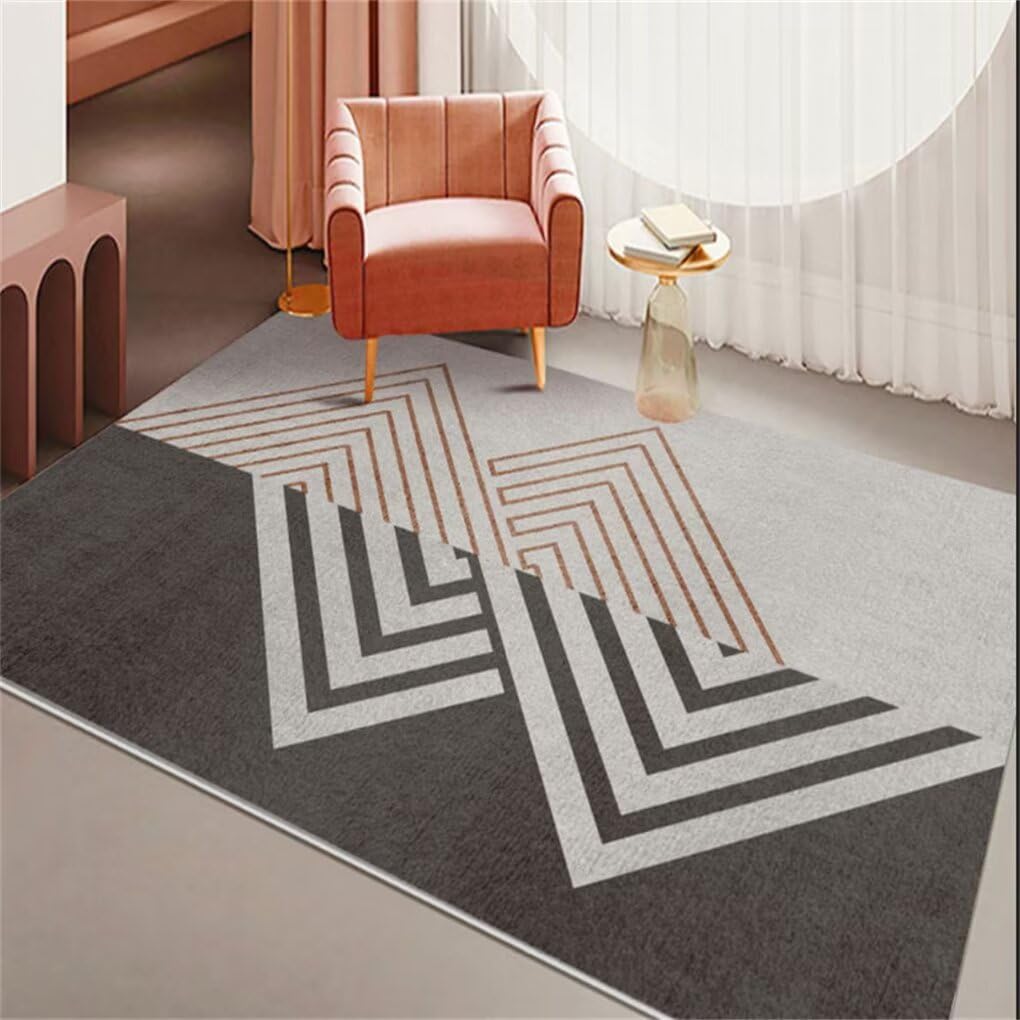 Tapis de zone au design rayé moderne gris 120x160cm pour intérieur chic