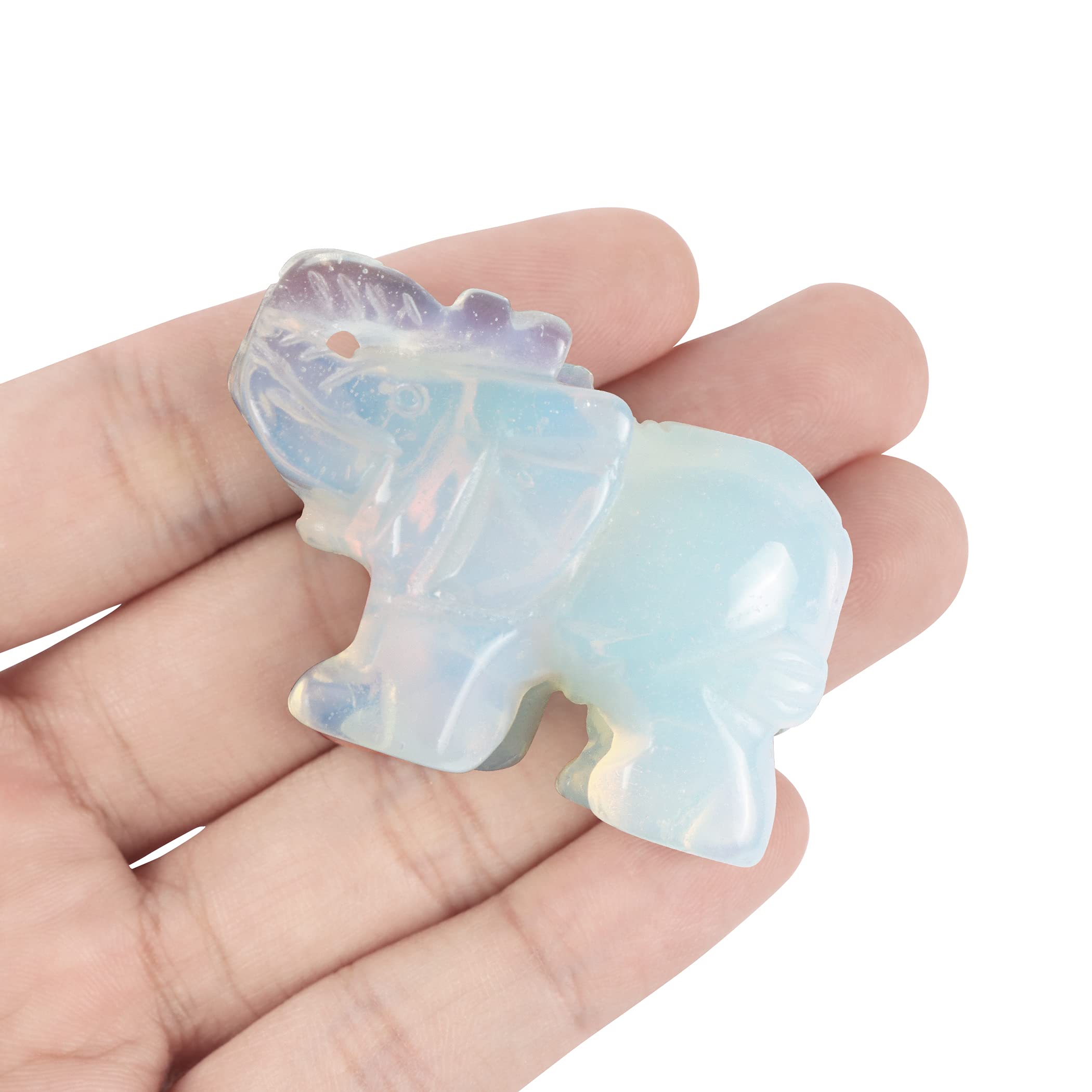 Statuetta di Elefante Ornamento di Cristallo opalite Pietra preziosa curativa intagliata a Mano Decorazione della scrivania della casa Regali di Elefanti 2"