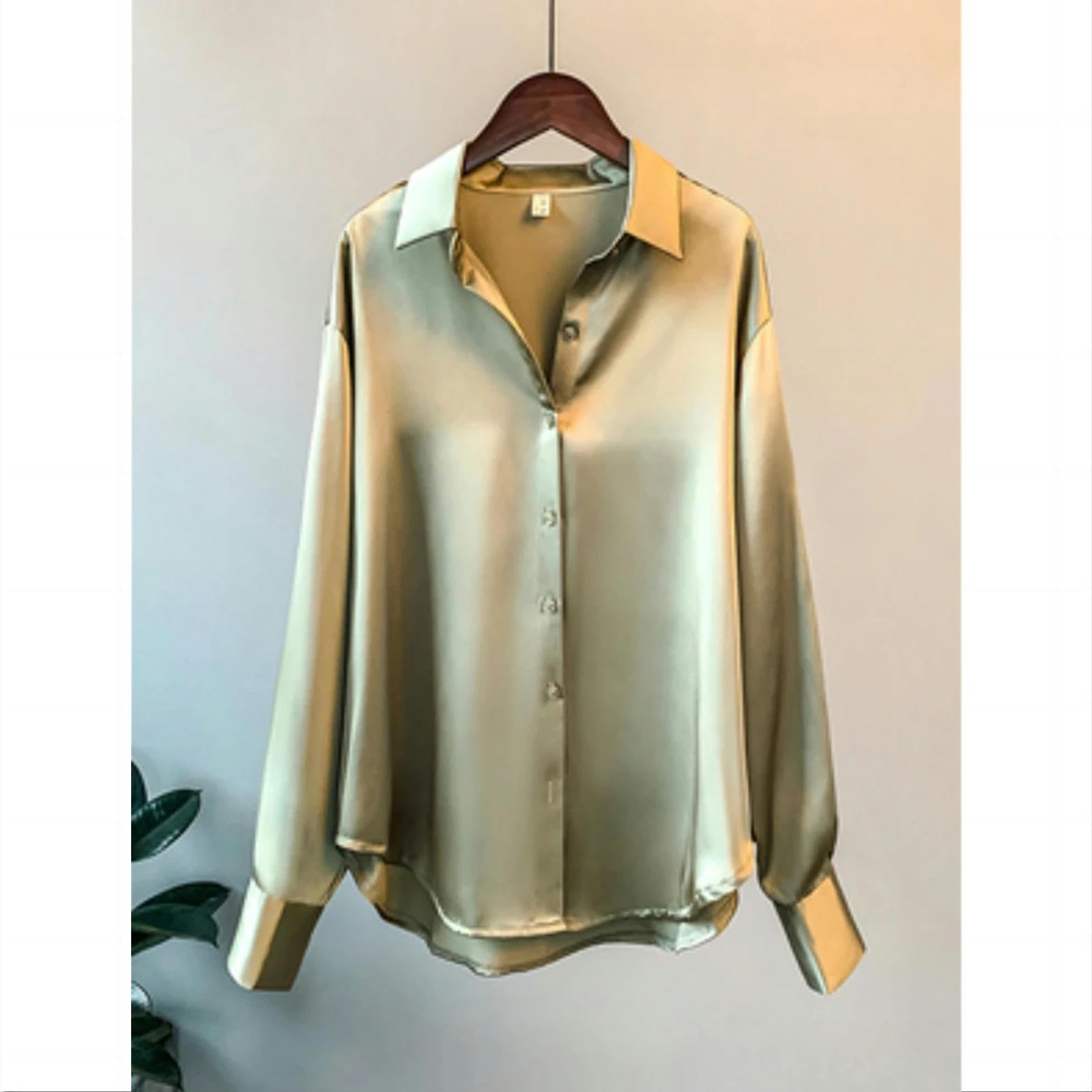 Blusas de Mujer Elegantes Lady Manga De Manga Larga Mujeres Satinados Satin Femal Ropa Elegante