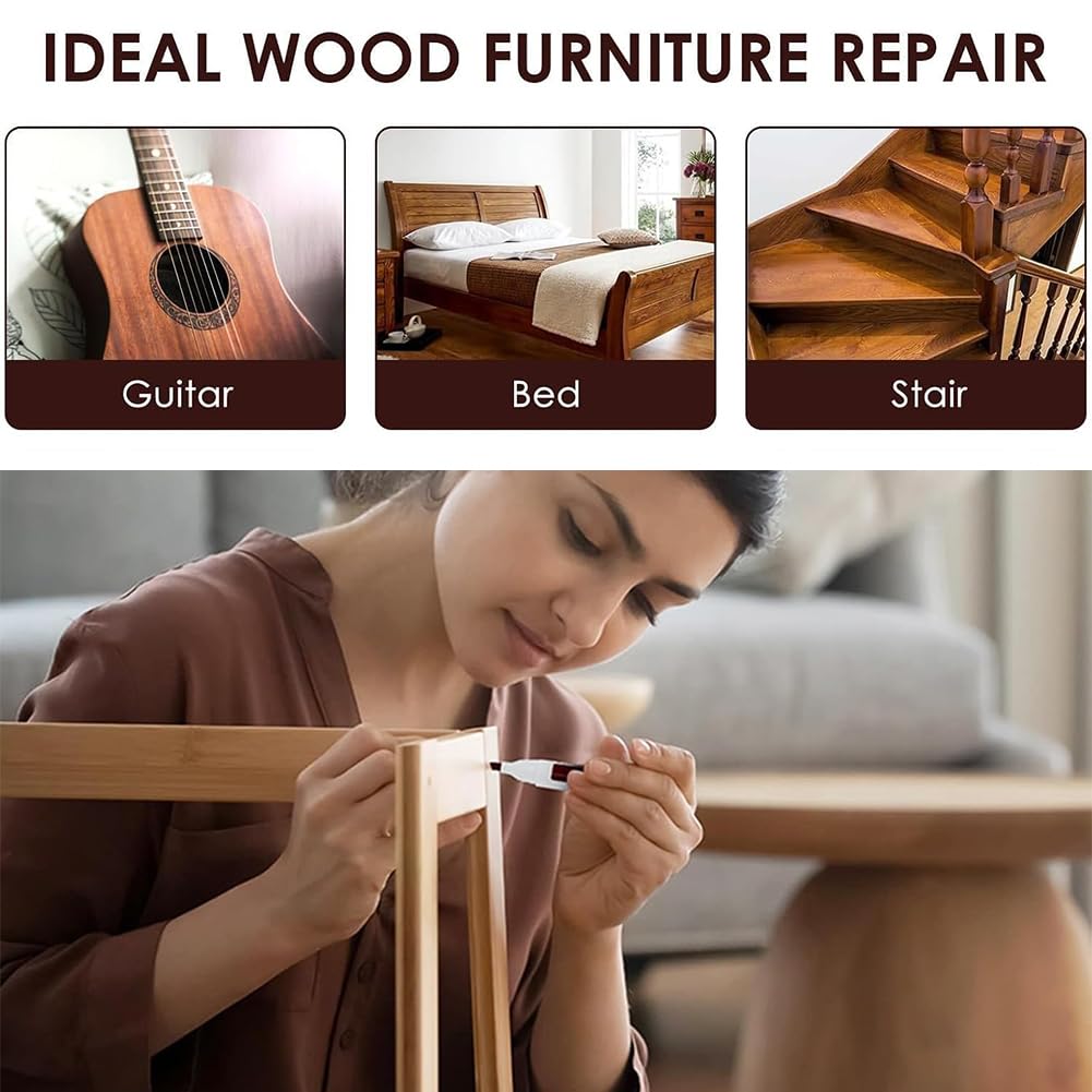 Pennarello Ritocco Legno,Parquet Ripara Graffi,Ripara Legno,Kit Riparazione Legno,Kit Riparazione Parquet,Wood Repair Kit,Floor Repair Kit,per Graffi,Macchie,Pavimenti,Armadietto,Tavolo,5 Pezzi