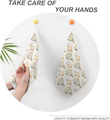 Miniatura 4 de Decorative Hand Towels for Bathroom - Retro Hot Air Balloon A Print Soft Absorbent Small Bath Hand Towels for Kitchen, Farmhouse, Spa, Hotel, Guest