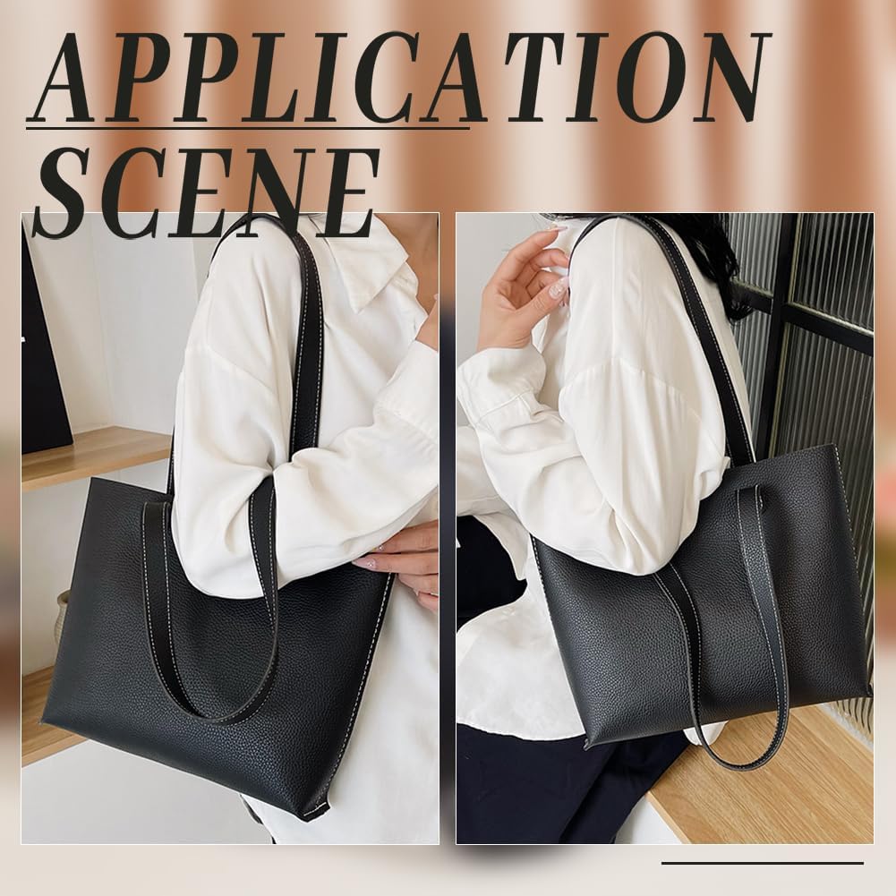 WADORN Women's Shoulder Handbag Making Kits, DIY PU Leather Handbags Handmade Sets for Christmas Mother's Day Birthday Imitation Leather Tote Bag Sewing Accessories for DIY Purse Making, Black
