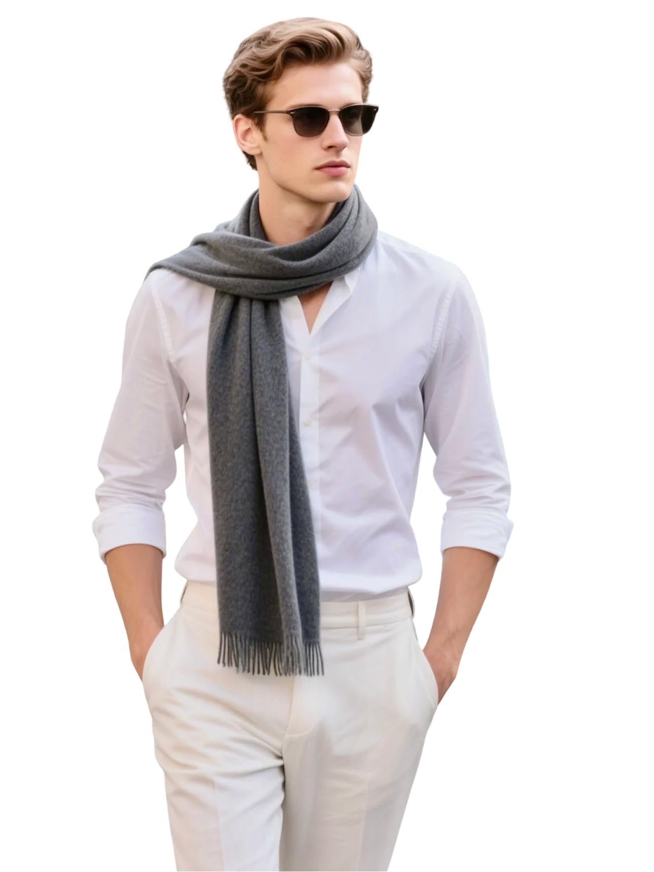 Écharpe d'été pour homme, en cachemire, 180 x 70 cm, fine, pour occasions formelles, style élégant, classique, cadeau pour lui