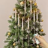 Inweder Candele LED per Albero di Natale: Candele Decorative con Telecomando Timer 10 Pezzi Candela Finte Fiamma Oscillante con Pendenti e Gancio per Festive Centrotavola Camino Soggiorno