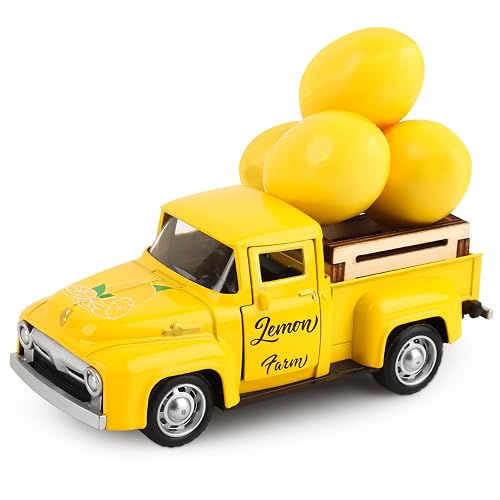 Lemon Metal Truck Lemon Home Kitchen Decorations with 4 Pcs