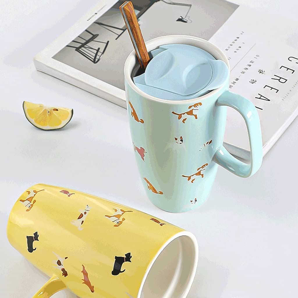 Tasse Kaffeebecher Große Klassische Kaffeetasse Mit Deckel, Niedliche Keramiktasse, Geschenk, Leicht Zu Reinigen Und Zu Halten, Multifunktionale Trinktasse Teetasse Kaffeetassen (Color : G)