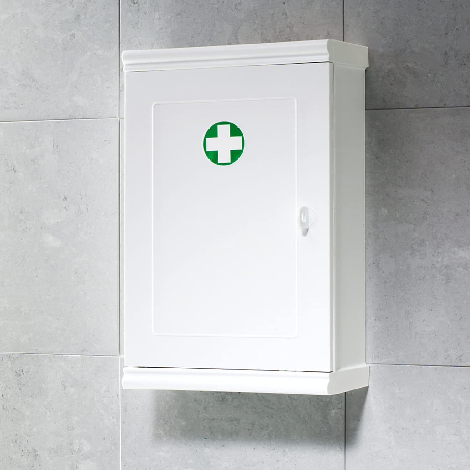 GEDY Armadietto da farmacia con chiave colore Bianco, Dimensioni 39,5X25X12,5 CM & 0,986 KG, armadietto farmacia da muro in ABS, Anni di garanzia 2, Design R&S Gedy