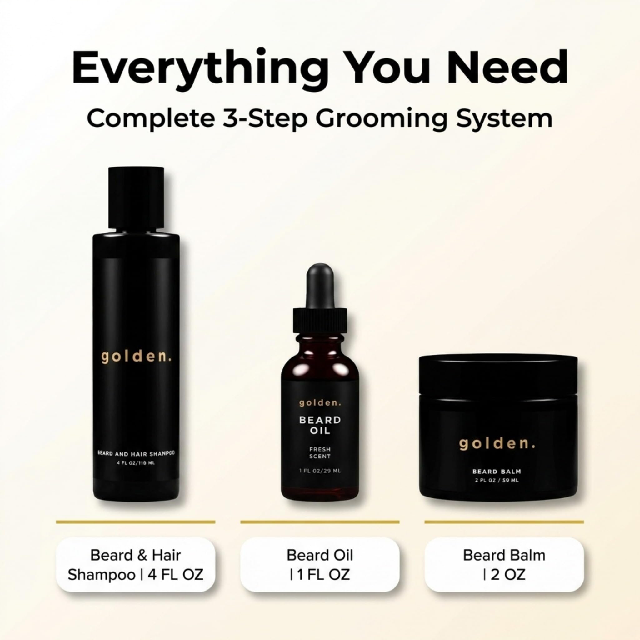 Golden Grooming Company Co. Beard Kit Bundle: Complete Bart Care - Bartöl, Balsam, Shampoo - Komplett Natürlich - Beruhigt, stärkt und pflegt Haar & Haut - Fördert das Wachstum & - Geschenk für