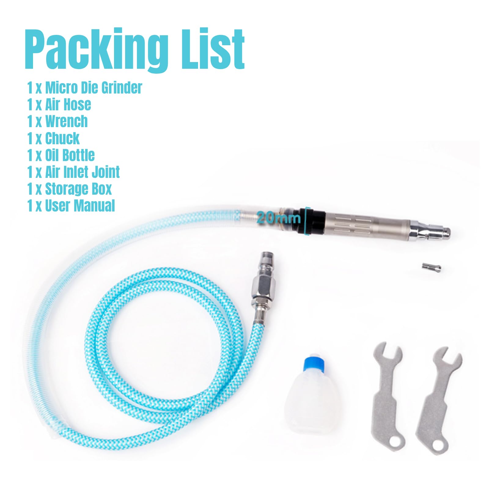 Mini Smerigliatrice Pneumatica, 70000rpm Micro Smerigliatrice Ad Aria Stile Matita, 3mm 1/8" Air-Powered Smerigliatrices Stile Penna Rettificatrice Pneumatica Dritta Per Lucidatura, Incisione