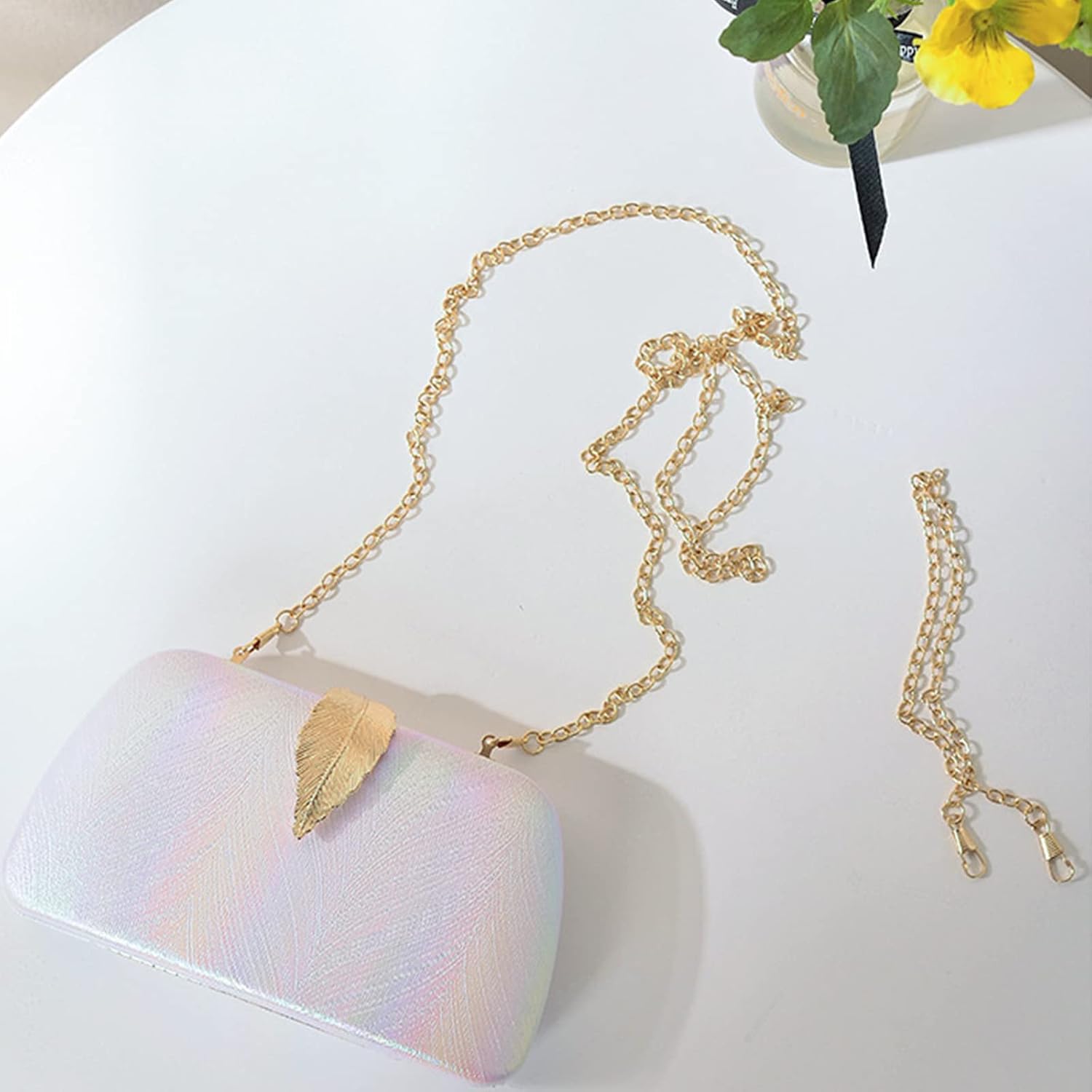 CORIOS Evening Bag for Women Small Clutch Purses with Leaf-style Flip Lock Sparkly Glitter Handbag